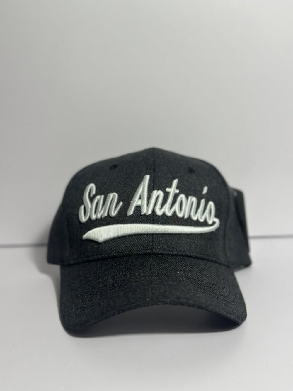 San Antonio Script Embroidered Baseball Cap Black Snapback Hat New with Tags